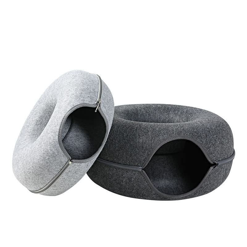Donut Cat Bed Interactive Tunnel Felt Pet Toy For Kittens And Cats 4