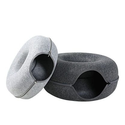 Donut Cat Bed Interactive Tunnel Felt Pet Toy For Kittens And Cats 4