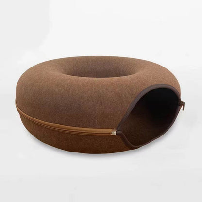 Donut Cat Bed Interactive Tunnel Felt Pet Toy For Kittens And Cats 9