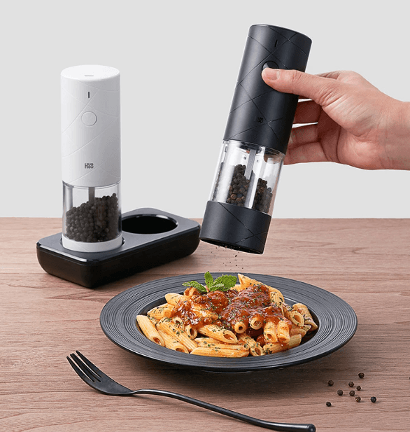 Electric Salt and Pepper Grinder with LED Light, Adjustable Seasoning Mill for Cooking and Spices