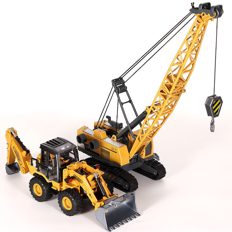 Alloy Tractor & Excavator Toy Set for Boys, Diecast Engineering Vehicle, Bulldozer, Mini Crane Truck