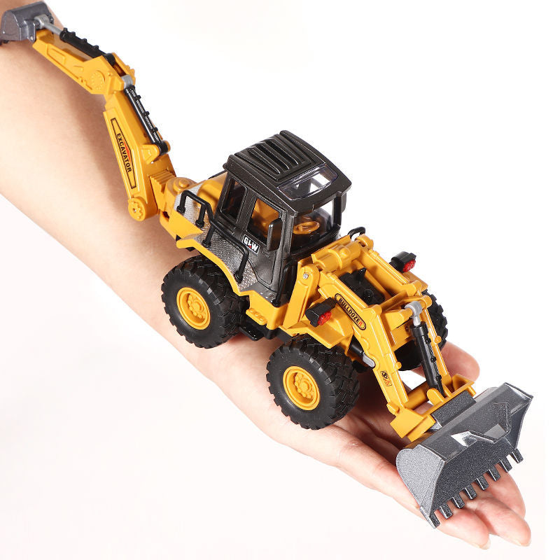 Alloy Tractor & Excavator Toy Set for Boys, Diecast Engineering Vehicle, Bulldozer, Mini Crane Truck