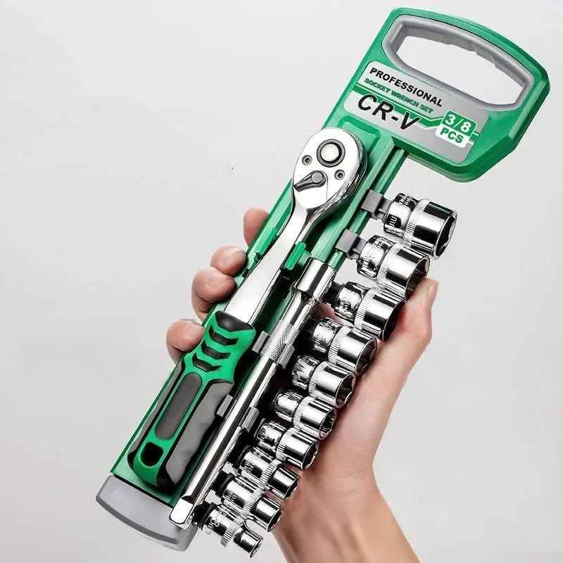 Compact Ratchet Wrench Set, Socket Sleeve Key Kit for Car Repair & Home Use