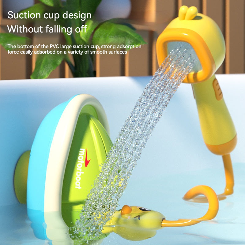 Cute Duck Bathtub Boat Toy Automatic Water Spray  Sensory Interactive Shower Gift for Toddlers