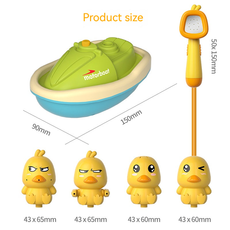 Cute Duck Bathtub Boat Toy Automatic Water Spray  Sensory Interactive Shower Gift for Toddlers