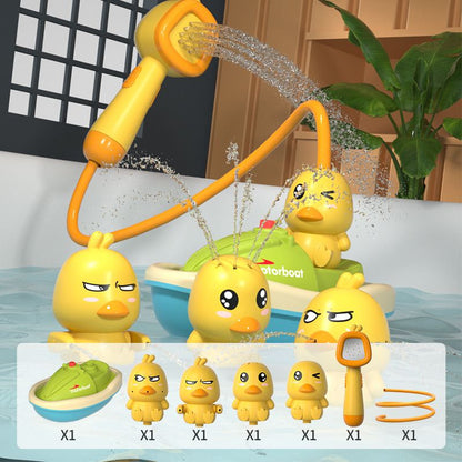 Cute Duck Bathtub Boat Toy Automatic Water Spray  Sensory Interactive Shower Gift for Toddlers
