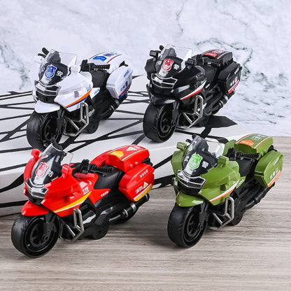 Children Inertia Motorcycle Toy, Diecast SWAT Fire Bike for Boys, Random Style Fun