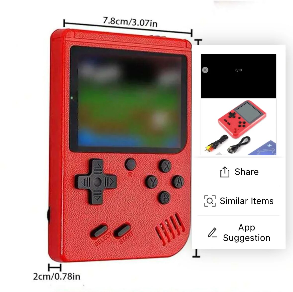 Small Game Console with Hundreds of Games size