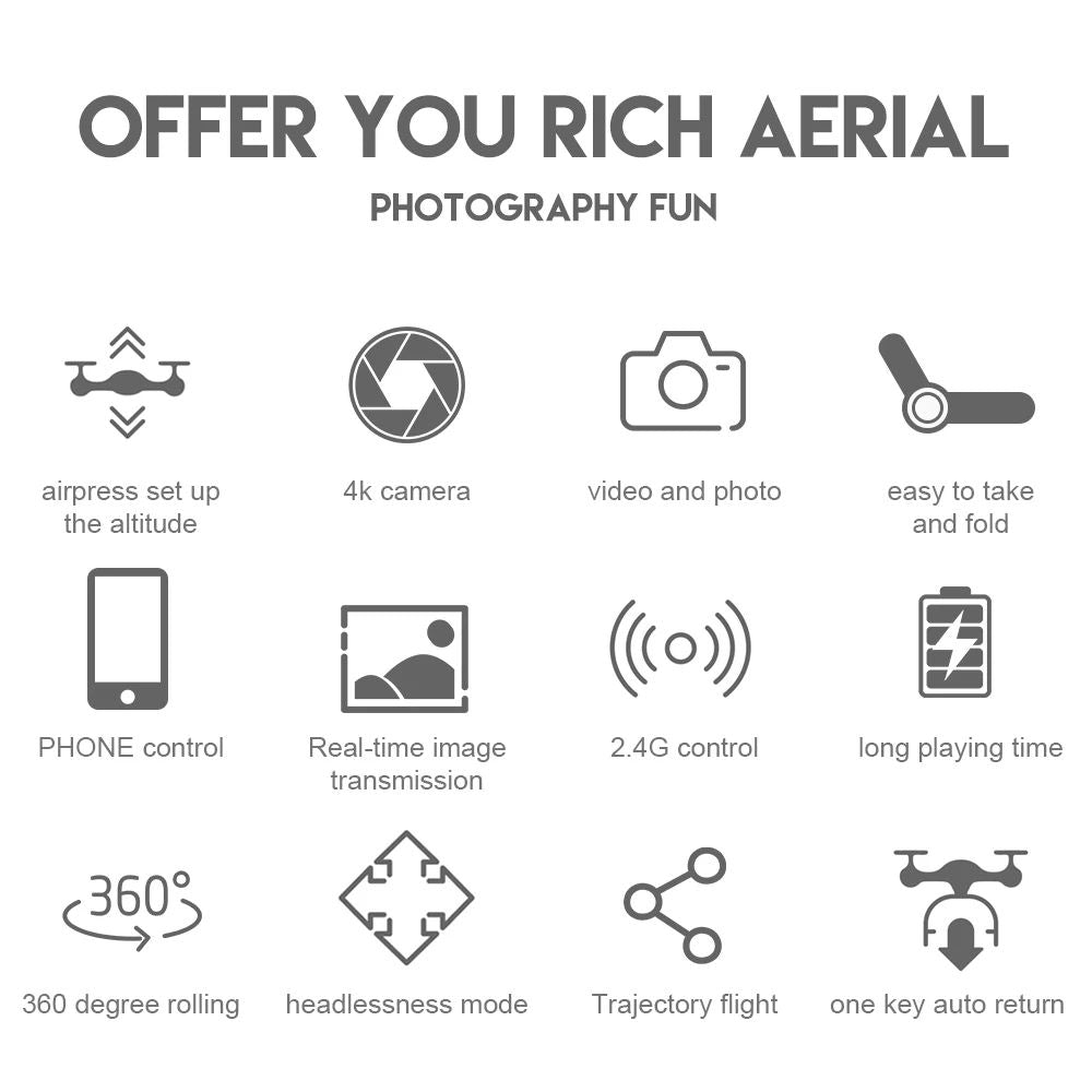 Professional 4K Drone With 1080P HD Camera Foldable RC Helicopter WIFI FPV Height Hold 2