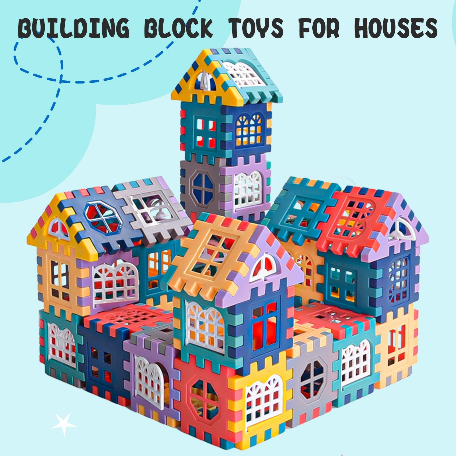 Kids Construction Toy Big House Building Blocks with Simulation Windows  Creative Play Set for Kin