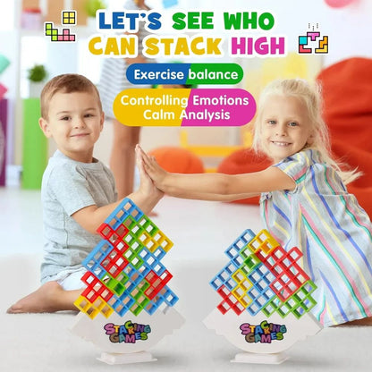 Building Block Brick Toy Balance Stacked Tetra Tower Game Interactive Stacking Game For Kids  Adult