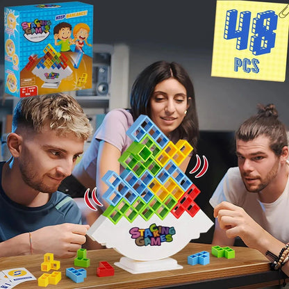 Building Block Brick Toy Balance Stacked Tetra Tower Game Interactive Stacking Game For Kids  Adult