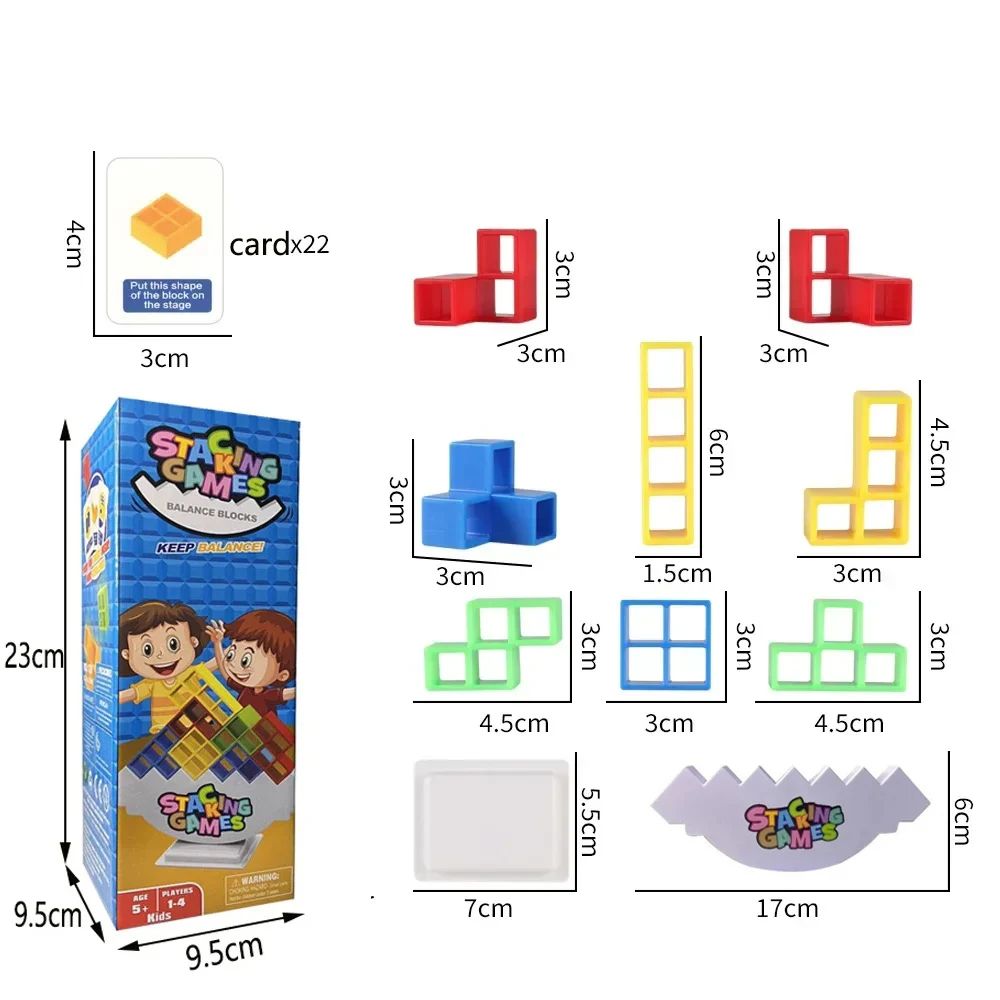 Building Block Brick Toy Balance Stacked Tetra Tower Game Interactive Stacking Game For Kids  Adult