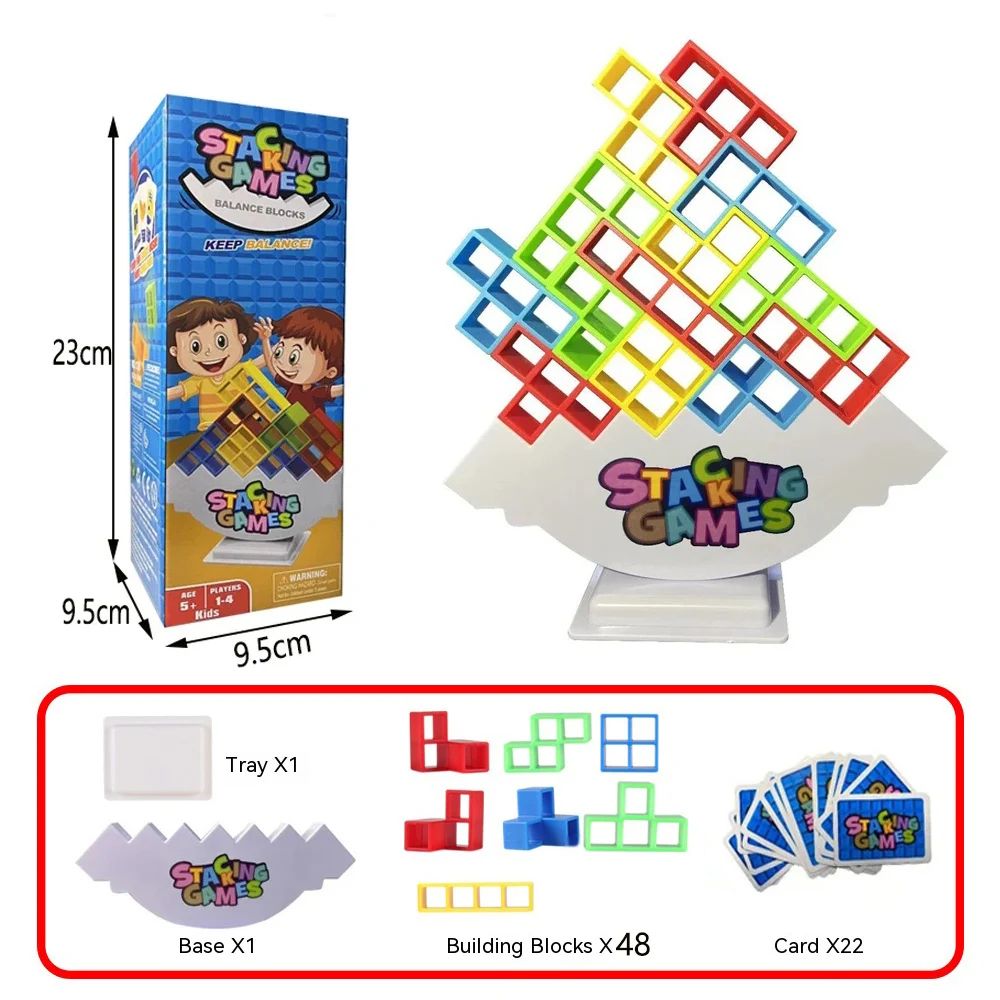 Building Block Brick Toy Balance Stacked Tetra Tower Game Interactive Stacking Game For Kids  Adult