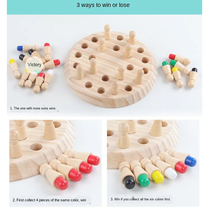 Wooden Memory Match Stick Game Montessori Educational Toy For Kids  Adults 8
