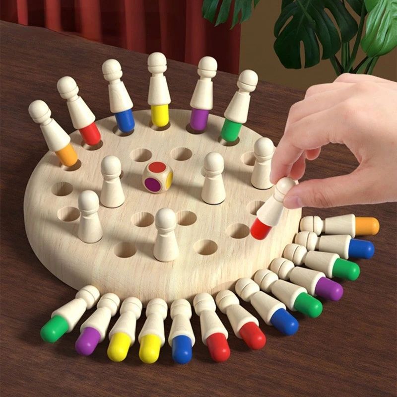 Wooden Memory Match Stick Game, Montessori Educational Toy for Kids & Adults