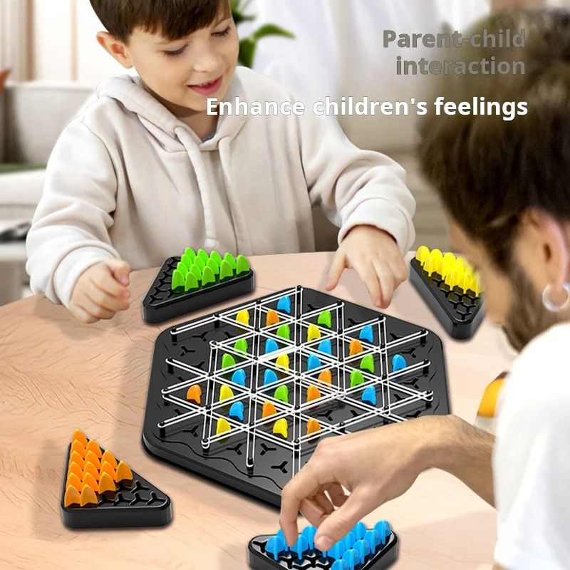 Chain Triangle Chess Game Triggle Rubber Band Battle Set For Family  Kids Educational Interactive B