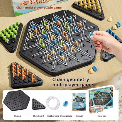 Chain Triangle Chess Game Triggle Rubber Band Battle Set For Family  Kids Educational Interactive B