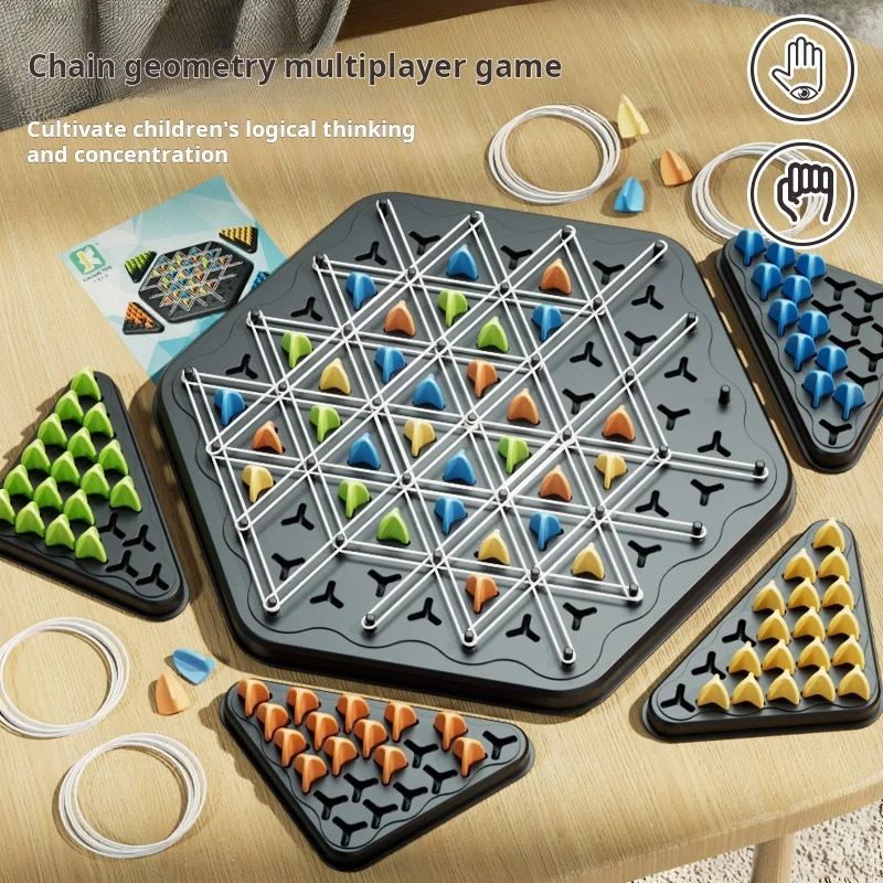 Chain Triangle Chess Game Triggle Rubber Band Battle Set For Family  Kids Educational Interactive B