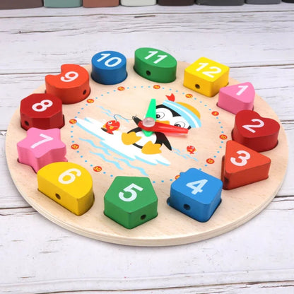 Children Educational Clock Puzzle Cartoon Animal Tangram Toy For Early Learning  Cognitive Developm 2