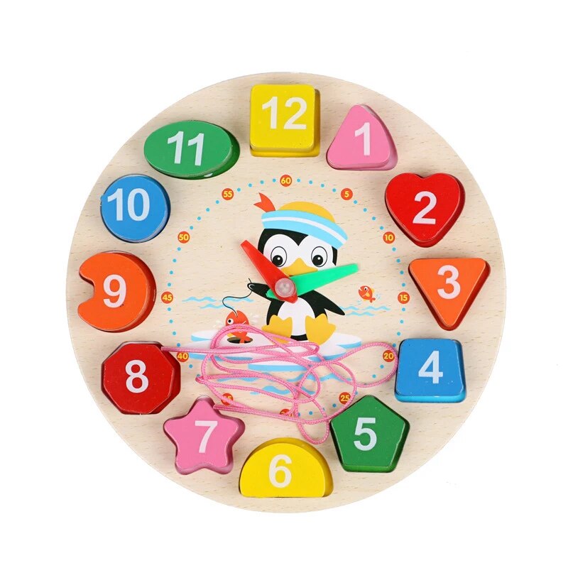 Children Educational Clock Puzzle Cartoon Animal Tangram Toy For Early Learning  Cognitive Developm 7