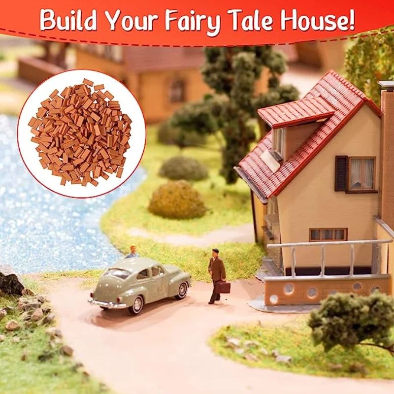50pcs Mini Bricks for Fairy Garden Building Realistic Miniature Landscaping Figurine & DIY Fake Bricks Toy