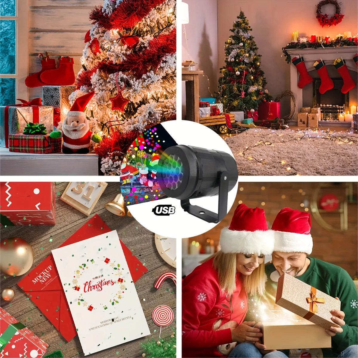 Christmas Laser Projector Light with Snowflake Effects Waterproof Rotating LED Stage Lights for Fe