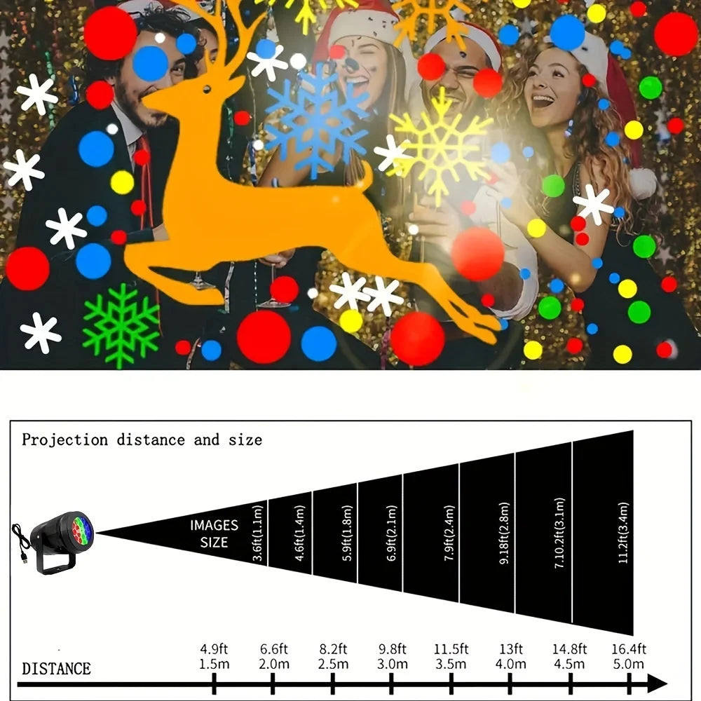 Christmas Laser Projector Light with Snowflake Effects Waterproof Rotating LED Stage Lights for Fe