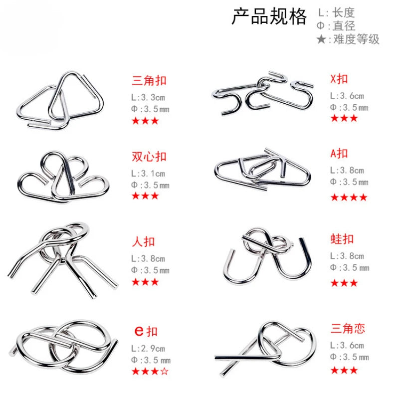Metal Montessori Puzzle Brain Teaser Wire Puzzles For Kids  Adults  Educational Mind Game  Stress R 5