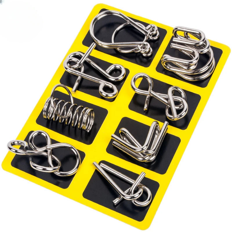 Metal Montessori Puzzle Brain Teaser Wire Puzzles For Kids  Adults  Educational Mind Game  Stress R 9