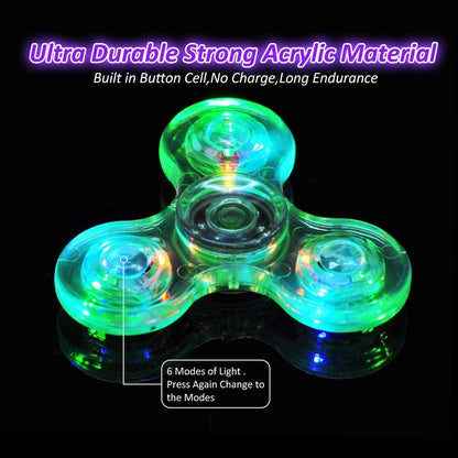 Crystal Luminous LED Fidget Spinner Glow In Dark Hand Spinner EDC Stress Relief Toy  Kinetic Gyrosc 2
