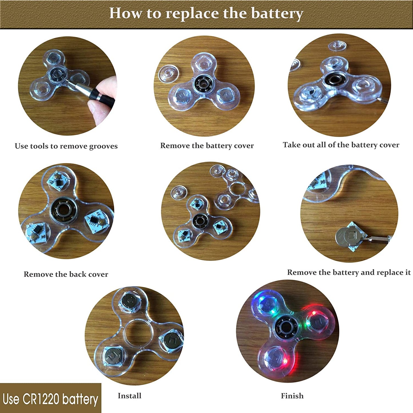 Crystal Luminous LED Fidget Spinner Glow In Dark Hand Spinner EDC Stress Relief Toy  Kinetic Gyrosc 3