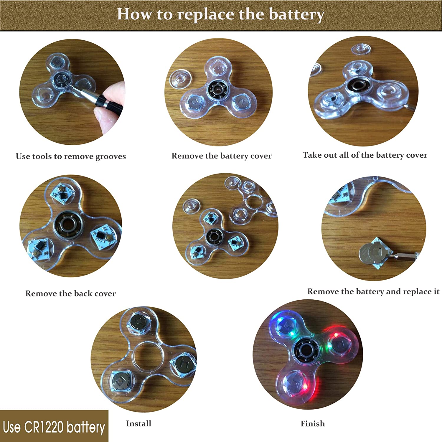 Crystal Luminous LED Fidget Spinner Glow In Dark Hand Spinner EDC Stress Relief Toy  Kinetic Gyrosc 3