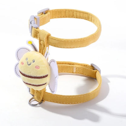 Adorable Cartoon Bee Cat Harness  Leash Set Adjustable Pet Collar For Safe Outdoor Walking 3