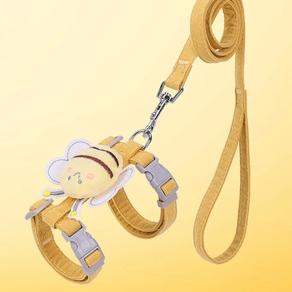 Adorable Cartoon Bee Cat Harness  Leash Set Adjustable Pet Collar For Safe Outdoor Walking 5