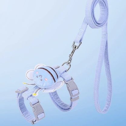 Adorable Cartoon Bee Cat Harness  Leash Set Adjustable Pet Collar For Safe Outdoor Walking 6