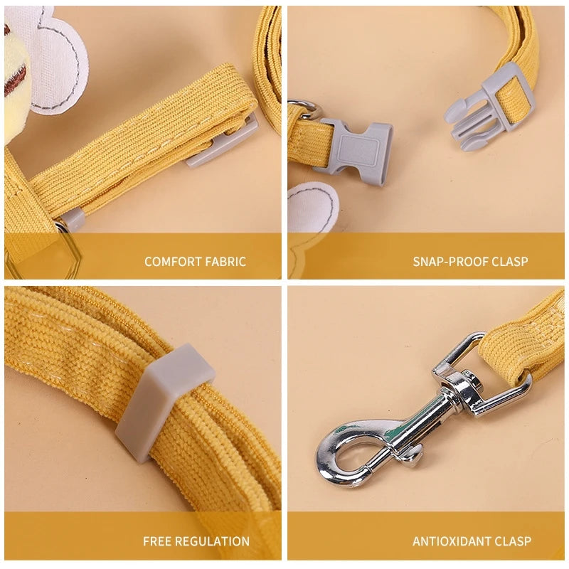 Adorable Cartoon Bee Cat Harness  Leash Set Adjustable Pet Collar For Safe Outdoor Walking 4