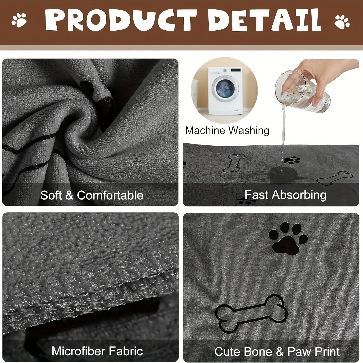 QuickDrying Microfiber Dog Towel Super Absorbent Pet Bath Towel For Dogs  Car Wiping Cloth 3