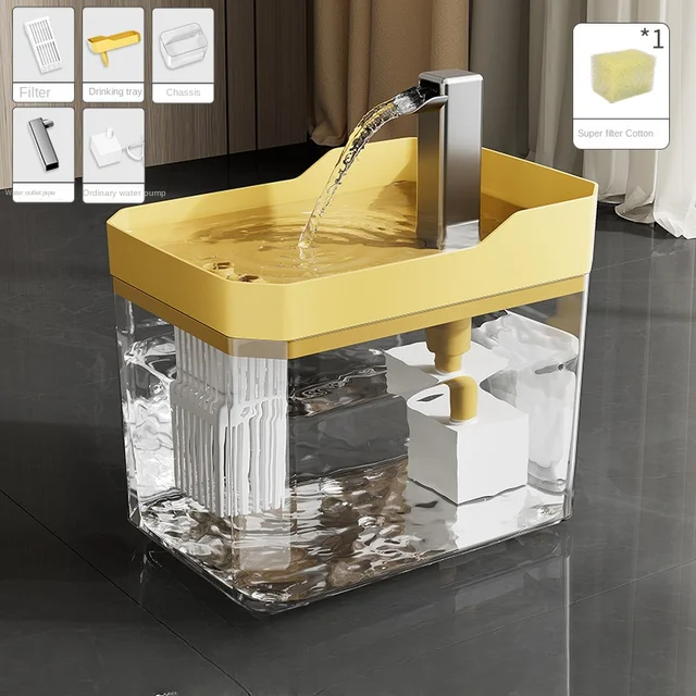 Automatic Cat Drinker Fountain Recirculating Filtering Water Dispenser with Transparent Design  An