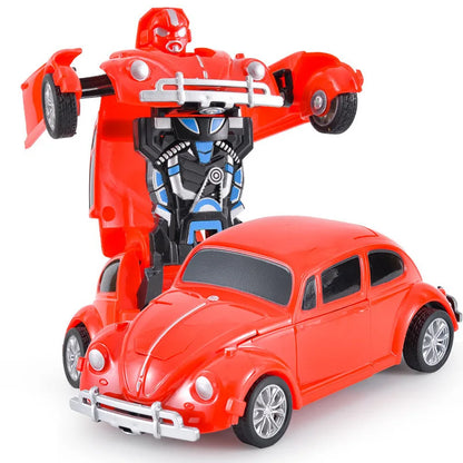 Kids Toys Car One-Button Shape-Shifting Autobot Robot Interactive Puzzle & Collision Fun