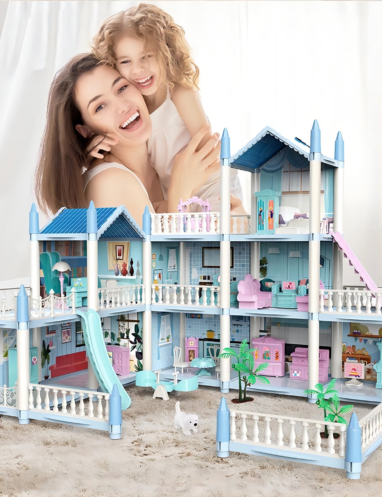 Children's Music Doll House Assembly Villa, 3D DIY Dream Princess Castle Set for Girls