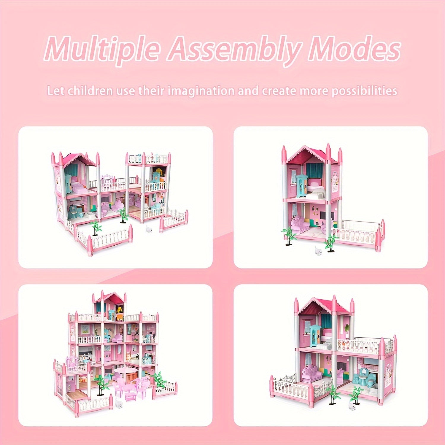 Children's Music Doll House Assembly Villa, 3D DIY Dream Princess Castle Set for Girls