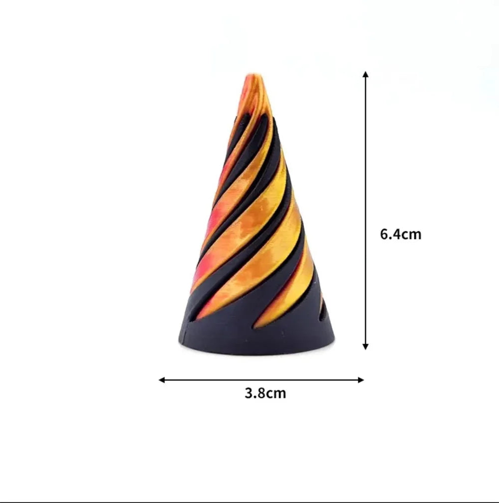 3D Printed Impossible Pyramid Toy Spiral Cone Passthrough Sculpture Mind Bending Vortex Thread Illu 2