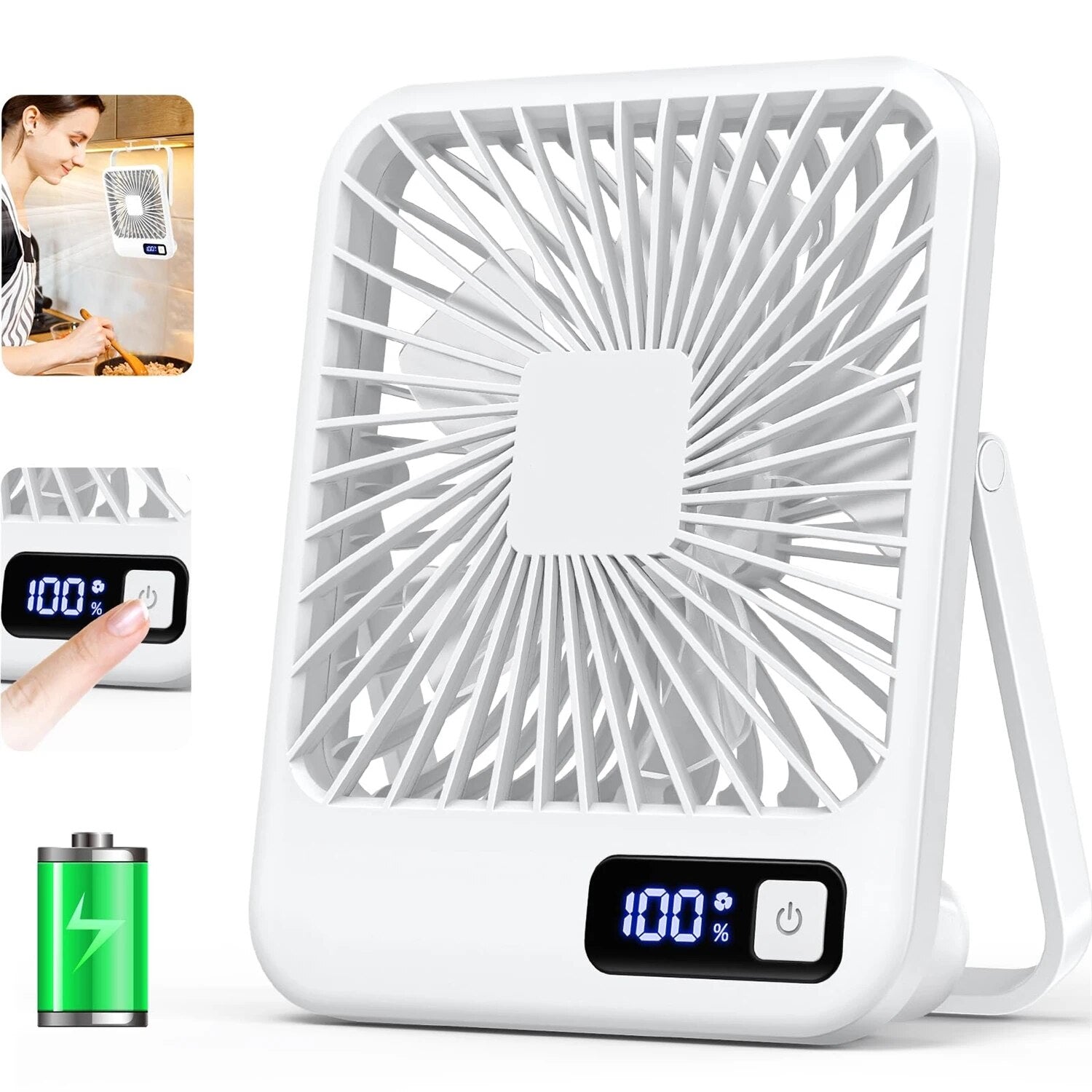 Portable USB Desk Fan Rechargeable 5 Speed Personal Fan With Digital Display Compact  Quiet Cooling 6