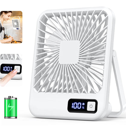 Portable USB Desk Fan Rechargeable 5 Speed Personal Fan With Digital Display Compact  Quiet Cooling 6