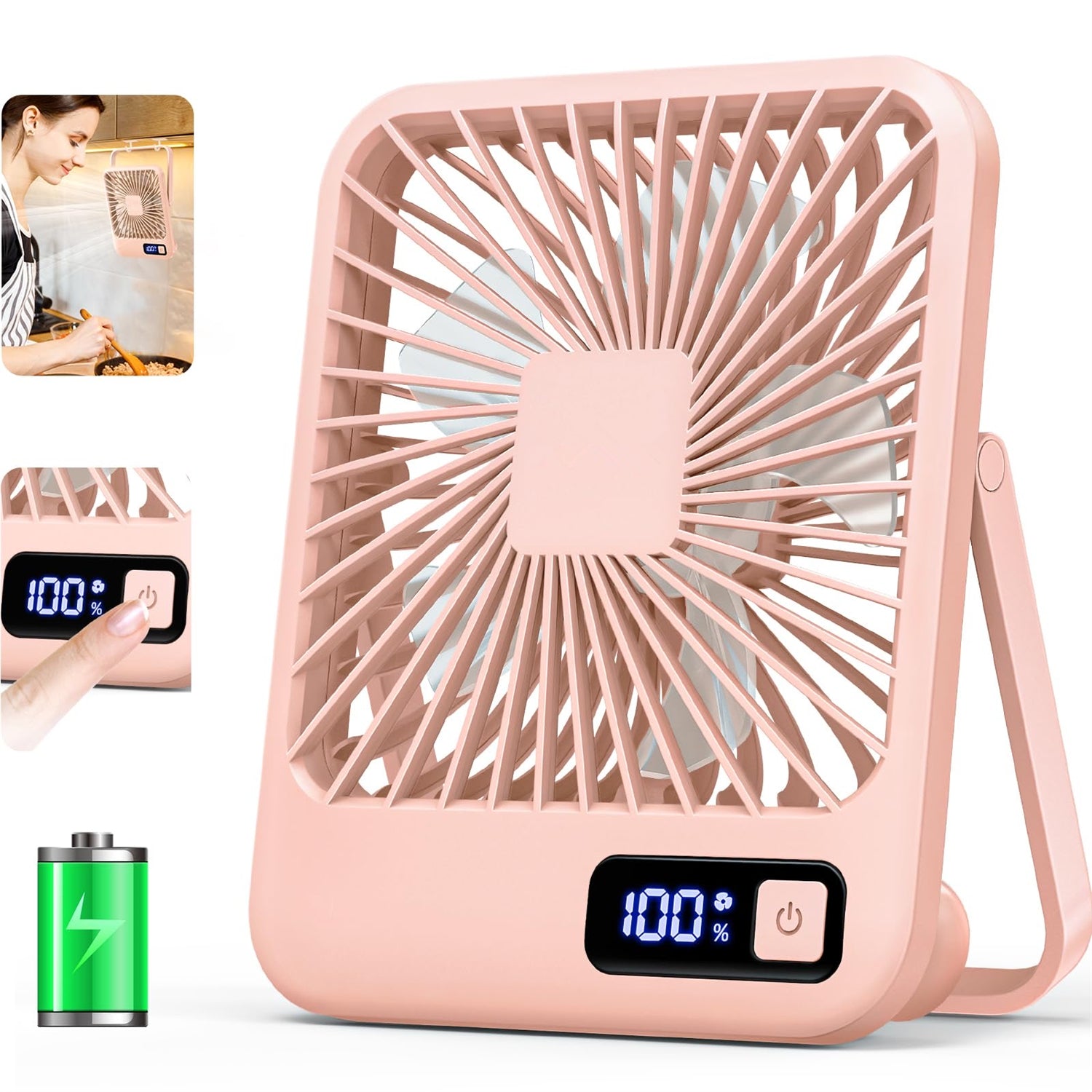 Portable USB Desk Fan Rechargeable 5 Speed Personal Fan With Digital Display Compact  Quiet Cooling 7