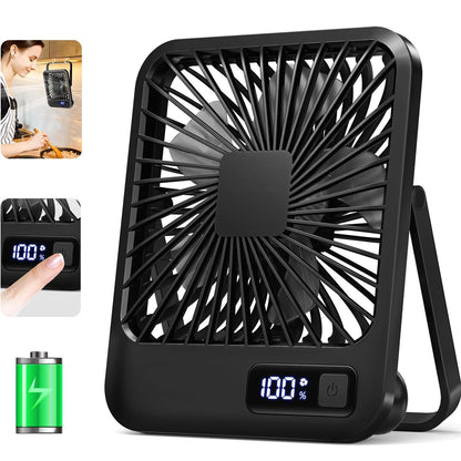 Portable USB Desk Fan Rechargeable 5 Speed Personal Fan With Digital Display Compact  Quiet Cooling 8