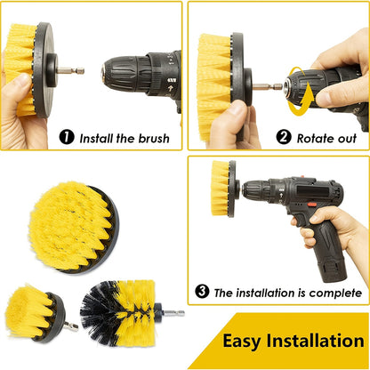 3pcs Drill Brush Attachment Set Power Scrubber for Showers Tubs Tile  Grout  Deep Cleaning Kit