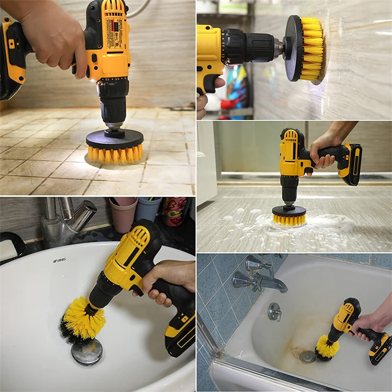 3pcs Drill Brush Attachment Set Power Scrubber for Showers Tubs Tile  Grout  Deep Cleaning Kit
