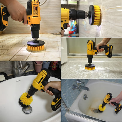 3pcs Drill Brush Attachment Set Power Scrubber for Showers Tubs Tile  Grout  Deep Cleaning Kit